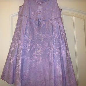 Lavender dress with embroidered flowers